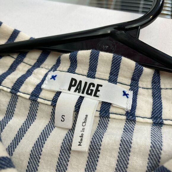 Paige Women's Striped Cotton Button-Up Top Size S Western Career Work Shirt‎ - Picture 2 of 13